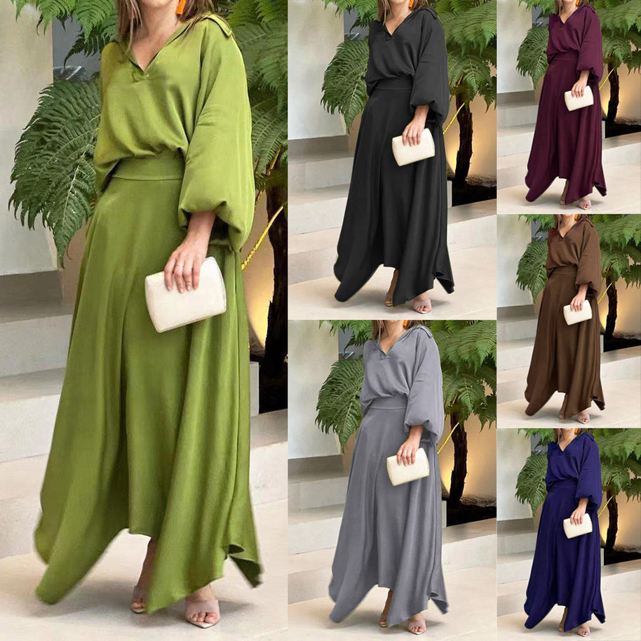 Damen Maxikleid mit weitem Schnitt und eleganten Ärmeln WW