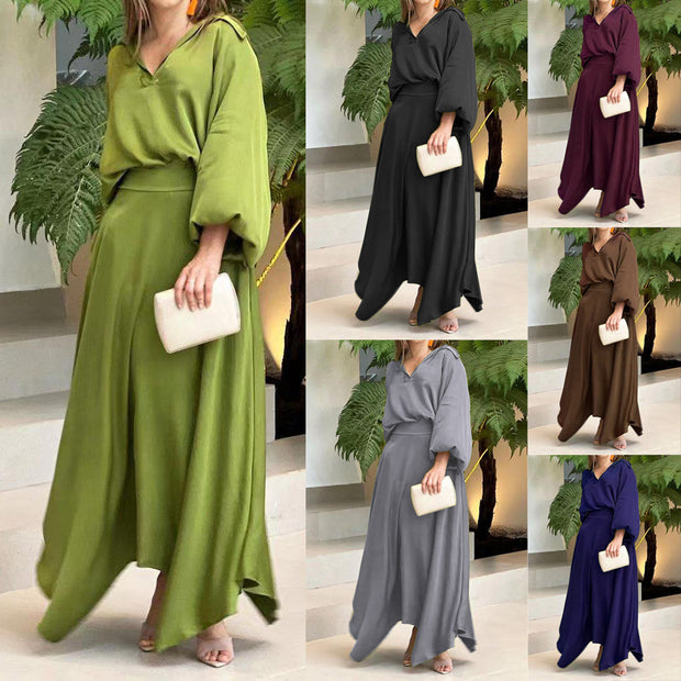 Damen Maxikleid mit weitem Schnitt und eleganten Ärmeln WW