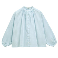 Damen Bluse mit hohem Kragen und eleganter Knopfleiste WW