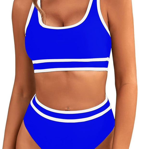 Damen Sportliches Bikini-Set mit breiten Trägern und hohem Schnitt WW