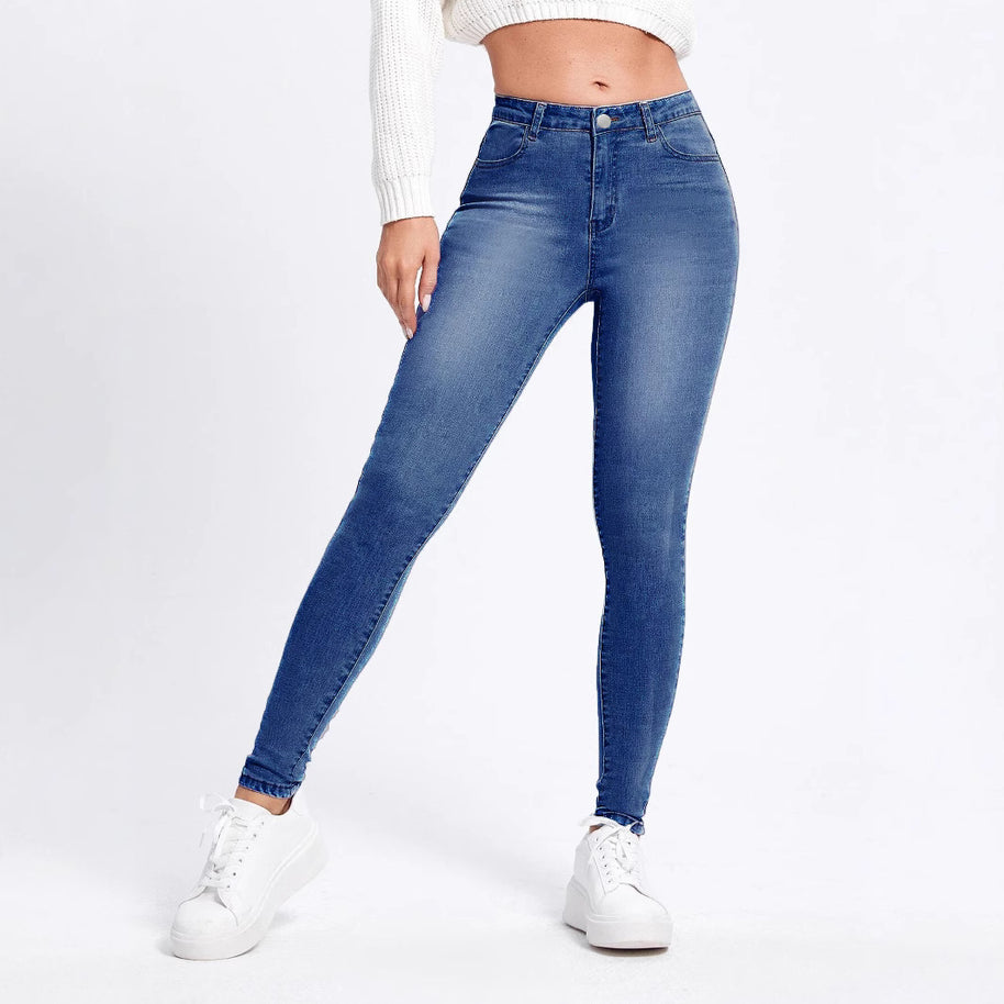 Damen Slim Fit Jeans mit hohem Taillenschnitt und figurformendem Stretch WW