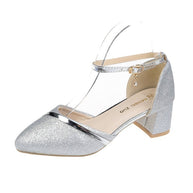 Damen elegante Schlupf-Pumps mit transparentem Riemchen und modischem Glitter W&W
