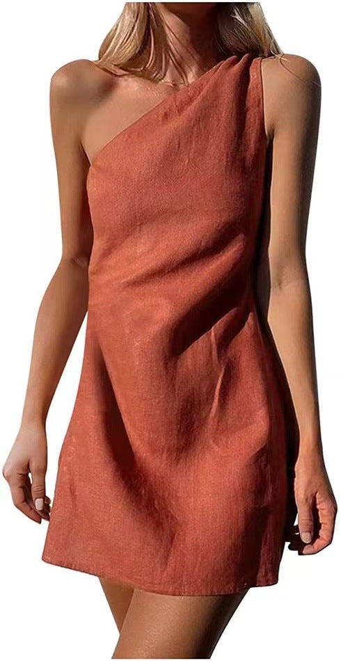 Damen Einseitiges Minikleid aus leichtem Gewebe mit lässigem Schnitt WW