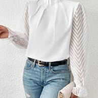 Damen Bluse mit modernen transparenter Ärmel WW