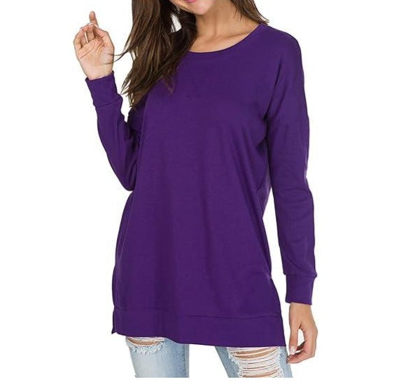 W&W Mode | Einfarbiges Rundhals-Casual-Top