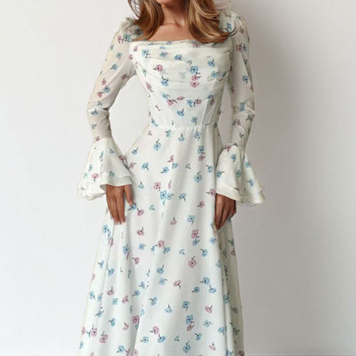Damen Langärmliges Blumenmaxikleid W&W Mode