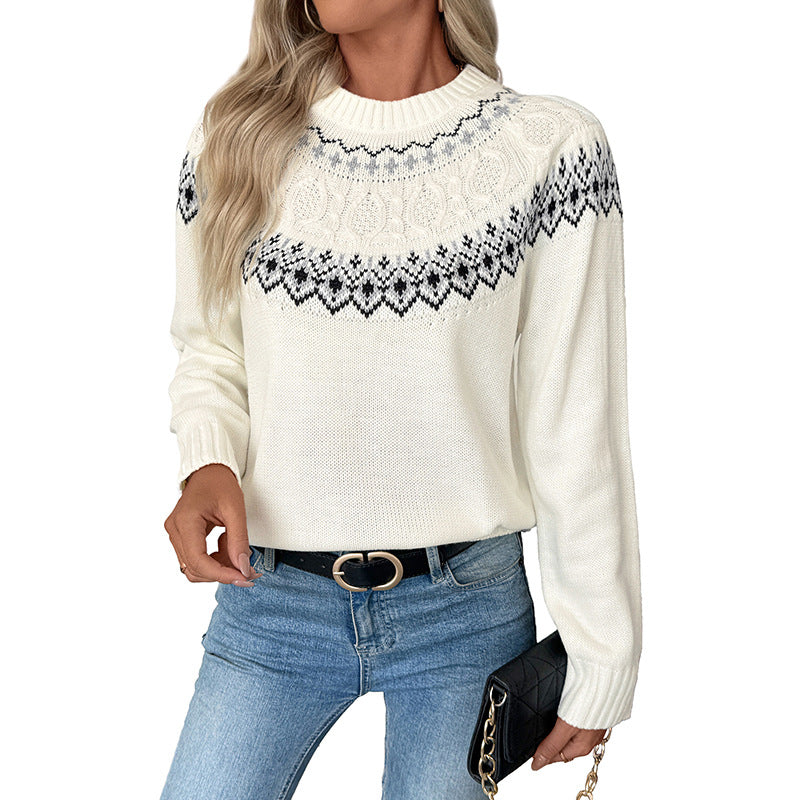 Damen Strickpullover mit traditionellem Norweger-Muster WW