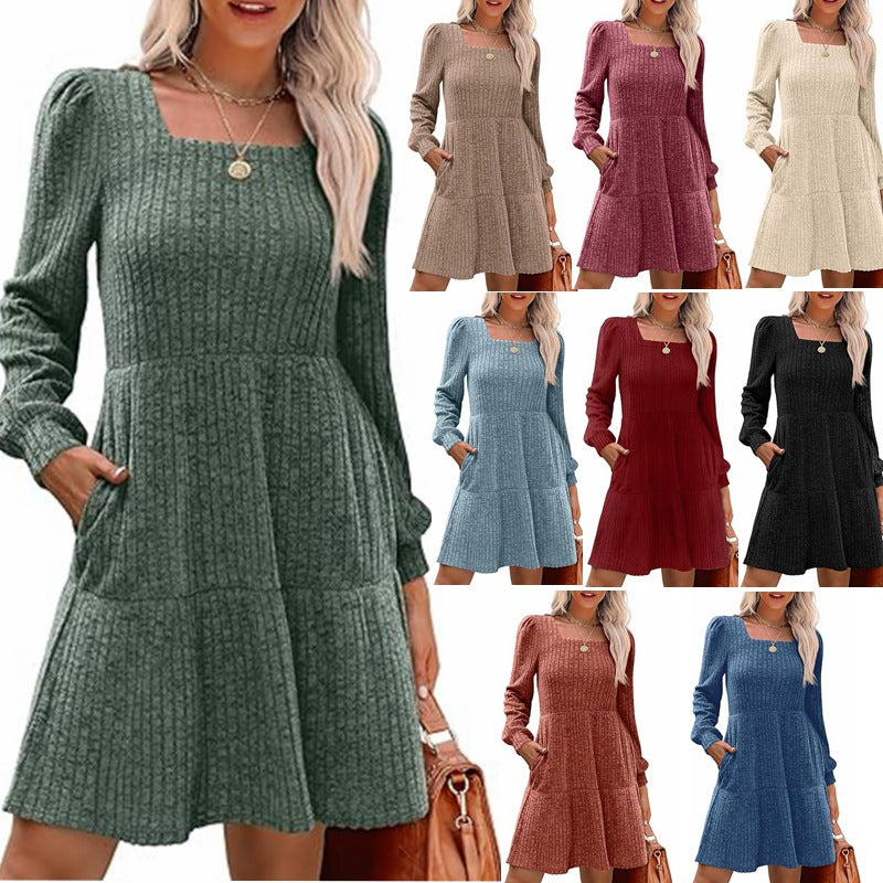 Damen Strickkleid mit langem Arm und tailliertem Schnitt WW