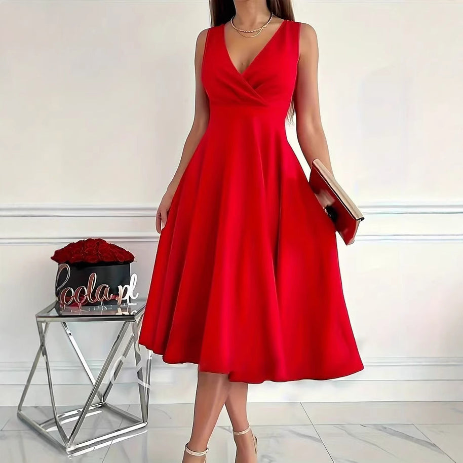 Damen A-Linien-Kleid mit V-Ausschnitt und schmeichelndem Schnitt WW