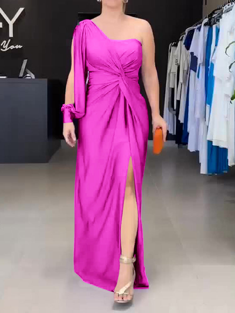Damen Maxikleid mit asymmetrischem Design und seitlichem Schlitz WW