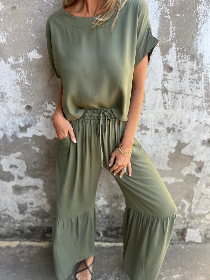 Damen lässiges Jumpsuit mit elegantem Schnitt und weitem Bein WW