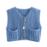 Damen Strickweste mit Taschen WW