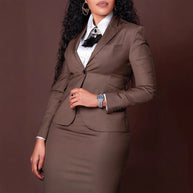 Damen elegantes Blazer-und Rock-Set mit figurbetonter Silhouette WW