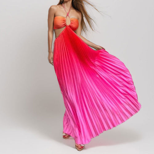 Damen Maxikleid mit Cut-Out-Details und Plisseefalten WW