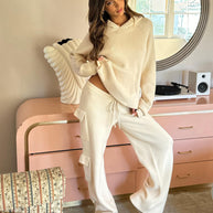 Damen Bequemer Strick-Pullover mit Kapuze WW