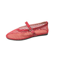 Damen Ballerinas aus Netzgewebe mit Riemen WW