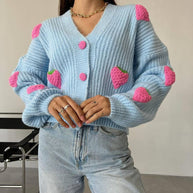 Damen Strickjacke mit fruchtigem Applikationsdesign WW