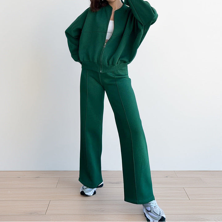 Damen lässiger Zweiteiler mit oversized Hoodie und eleganter Hose W&W Mode