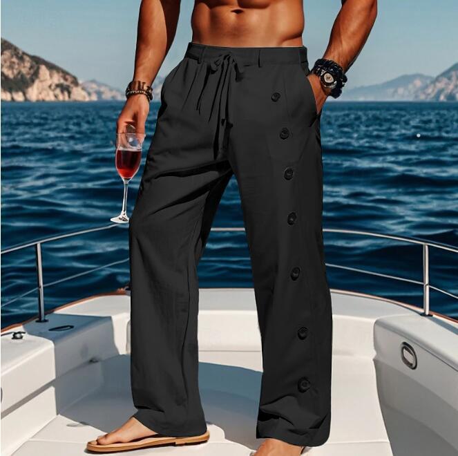 Herren lässige strandtaugliche Hose mit seitlichen Knopfdetails WW