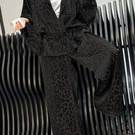 Damen sportlicher Freizeitanzug mit elegantem Leopardenmuster und weiten Hosen WW