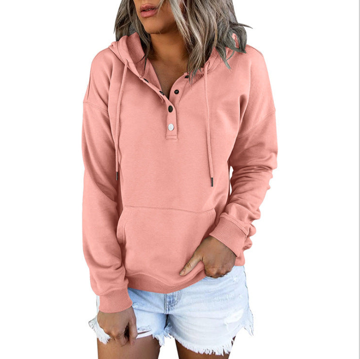 Damen Sportlicher Hoodie mit Knopfleiste und lässigem Schnitt WW