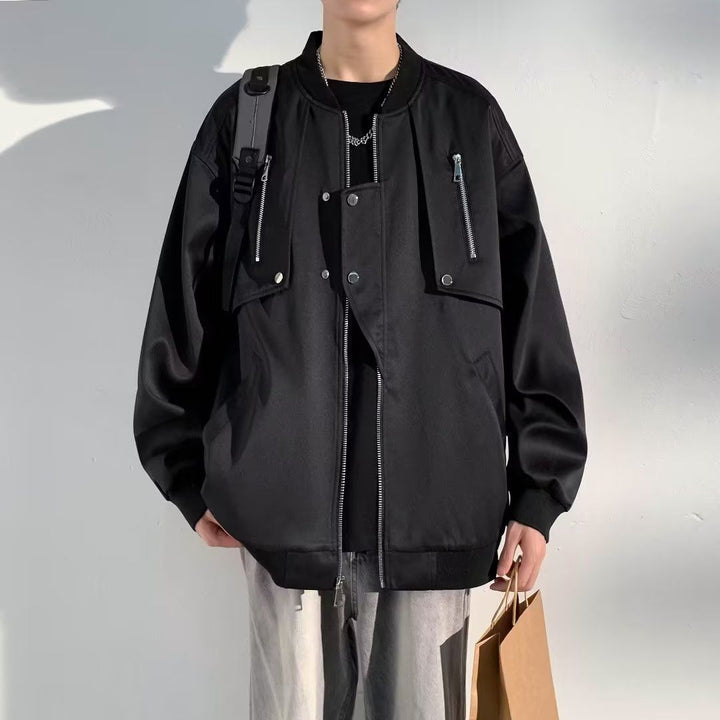 Damen modische Bomberjacke mit funktionalen Reißverschlusstaschen und lockerer Passform W&W Mode
