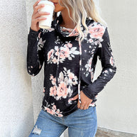 Damen Bluse mit floralem Design und modernem Hoody-Ausschnitt WW