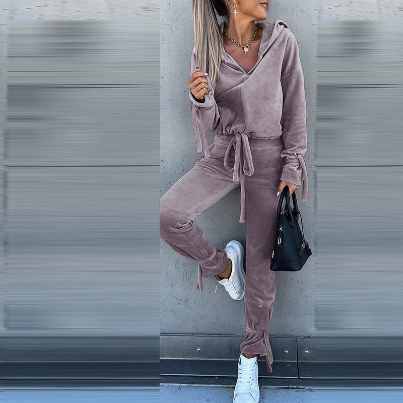 Damen Hooded Lounge-Set mit elastischem Bund und weichem Material WW