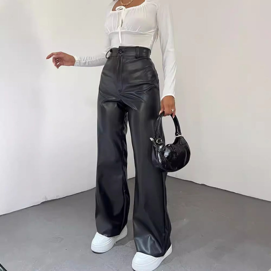 Damen Weite Hochbundhose aus leichtem Material mit eleganter Passform WW