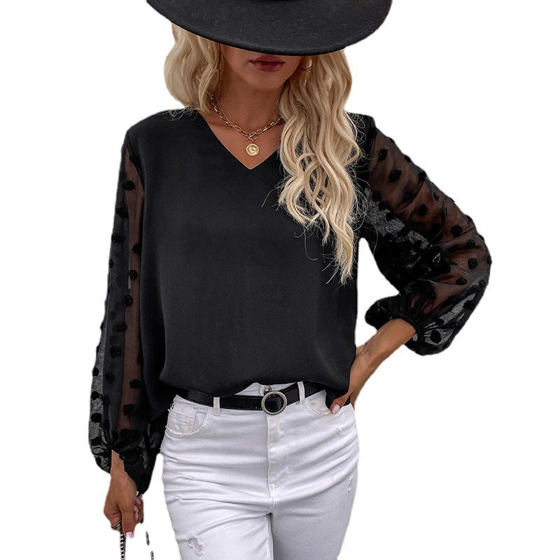 Damen Bluse mit eleganten Puffärmeln und strukturiertem Obermaterial WW