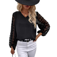 Damen Bluse mit eleganten Puffärmeln und strukturiertem Obermaterial WW