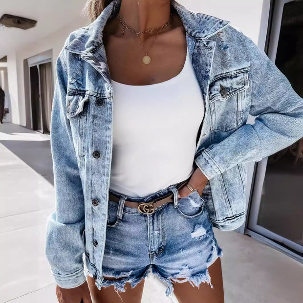 Damen Destroyed Denim-Shorts WW