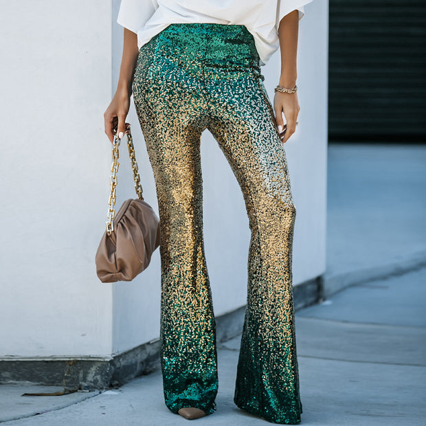 Damen Glitzernde Schlaghose mit luxuriösem Pailletten-Muster WW