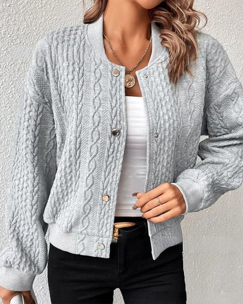 Damen Strickjacke mit Struktur und Knopfleiste WW