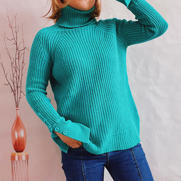 Damen Ribbed Rollkragenpullover mit elegantem Schnitt WW