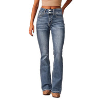 Damen Bootcut Jeans mit hohem Bundle und modischen Details WW