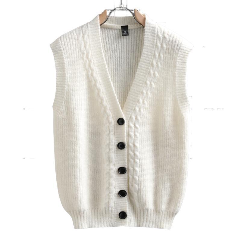 Damen ärmellose Strickjacke mit strukturiertem Zopfmuster WW