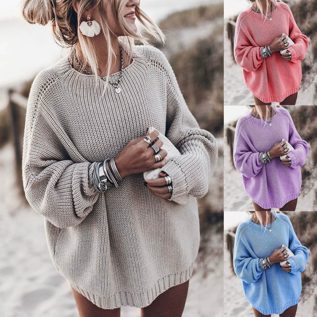Damen Oversized Strickpullover WW