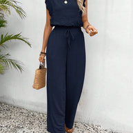 Damen luftiger Jumpsuit mit Rüschendetails und Gummibund WW