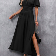 Damen maxikleid mit fließendem Schnitt und eleganten Ärmeln WW