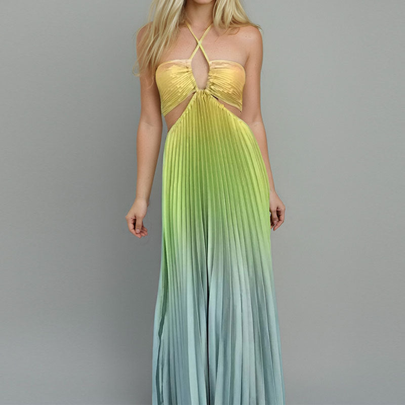 Damen Maxikleid mit Cut-Out-Details und Plisseefalten WW