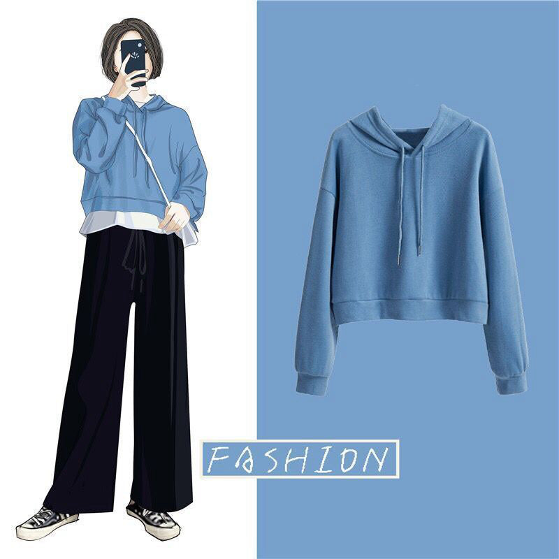 Damen Cropped Kapuzenpullover WW
