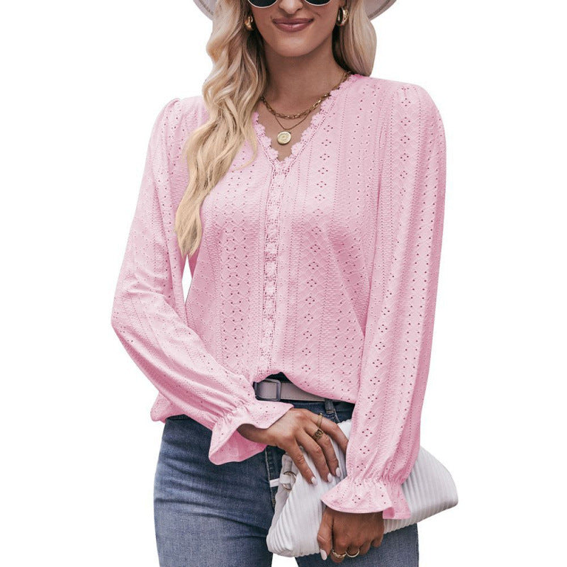 Damen Bluse mit Rüschen und eleganter Stickerei WW