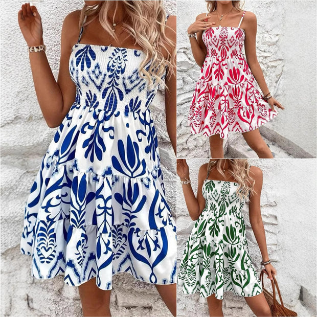 Damen luftiges Midikleid mit Rüschen und floralem Muster WW