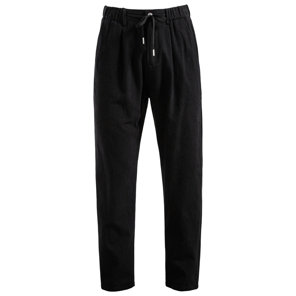 Herren nan lässige Bundfaltenhose mit elastischem Tunnelzugbund und schmal zulaufendem Bein W&W Mode