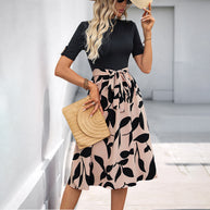 Damen Midikleid mit elastischem Taillenbund und elegantem floralem Design WW