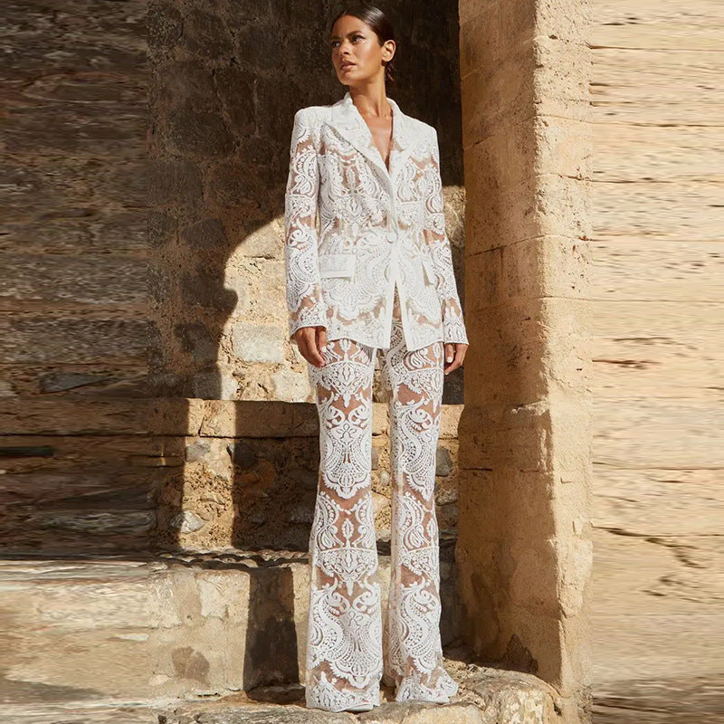WW | Luxuriöses Pailletten Blazer Und Hosen Satz