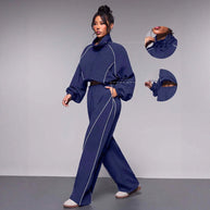 Damen sportliche Oberteil mit hohem Kragen und elastischen Details WW