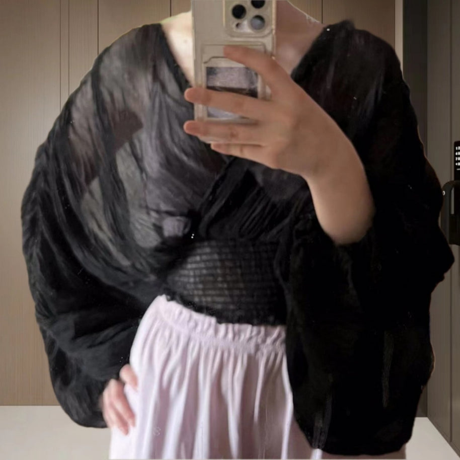 Damen Wickelbluse mit voluminösen Ärmeln und elegantem Design WW