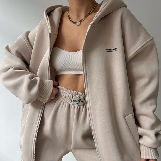 Damen lässiger Oversized Hoodie mit durchgehendem Reißverschluss und praktischen Kängurutaschen WW